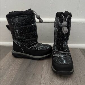Lands' End Black Starry Kids Snow Boots